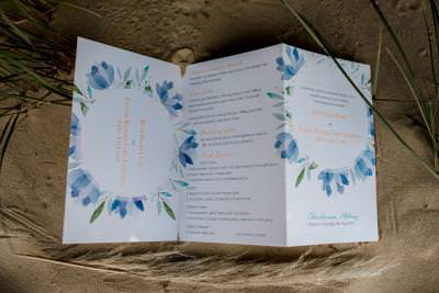 Blue floral wedding invitation