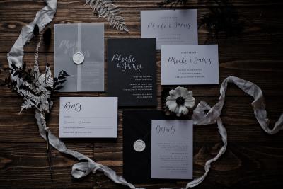 Lou Paper Monochromatic Wedding Invitation