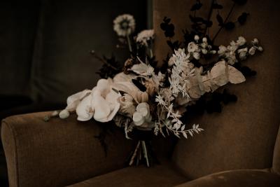 Monochrome bridal bouquet Dorset