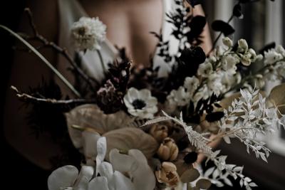 Monochrome bridal bouquet Wiltshire
