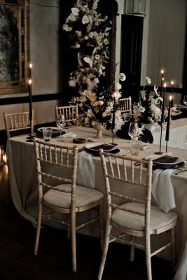Black and white wedding styling Wiltshire