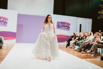 Luxury wedding dresses in fashion show Yeovil, Somerset. Dorset & Hampshire