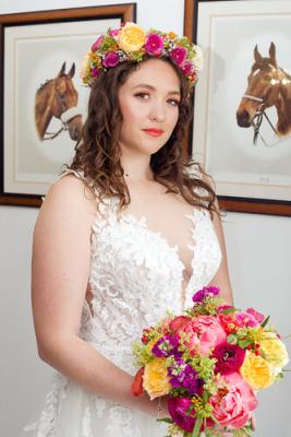 Bridal bouquet and flower crown Dorset