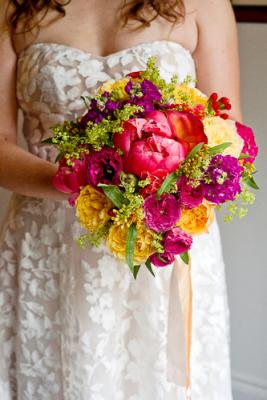 Vibrant bridal bouquet - festival wedding