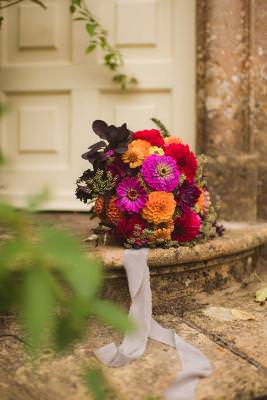 Bright Autumnal wedding bridal bouquet 
