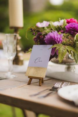 Wedding table number gold gilded