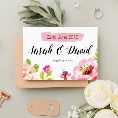 Modern floral wedding invitation